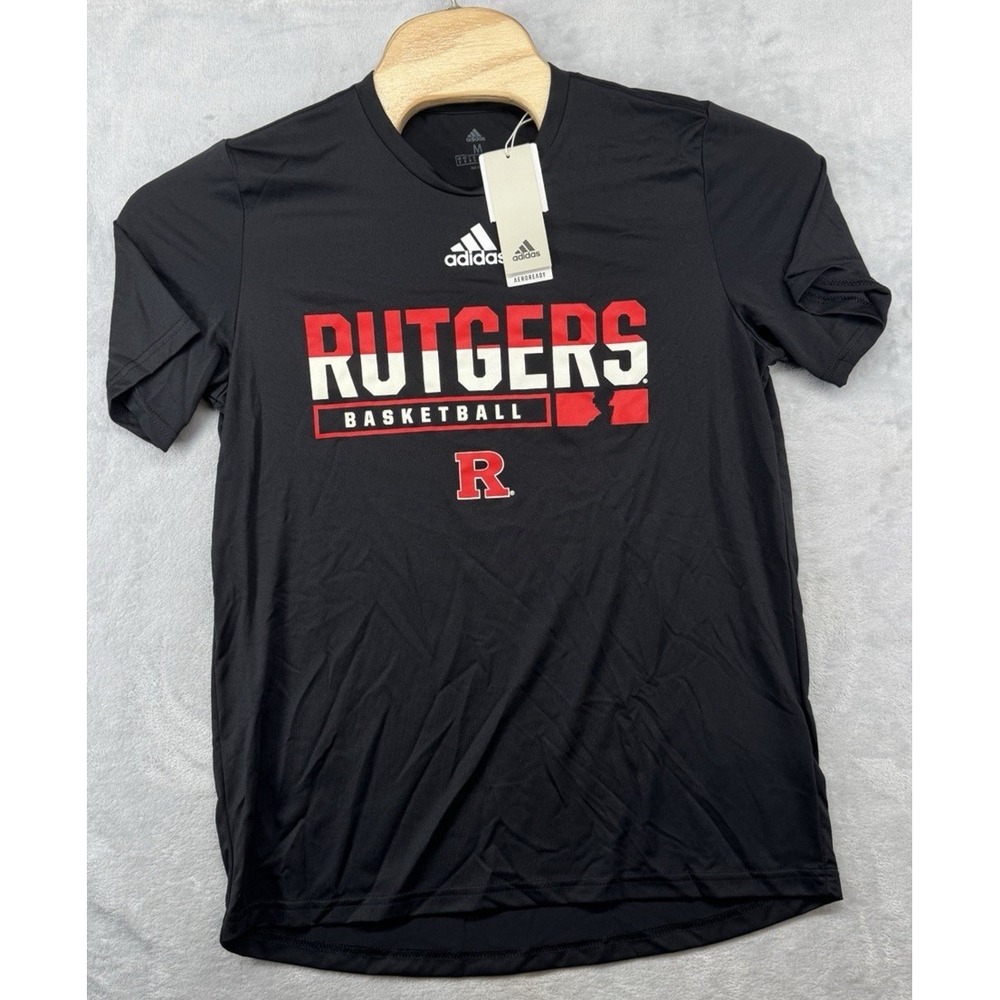 Adidas Aeroready Rutgers Scarlet Knights Basketball SS Shirt Black Men's M NWT